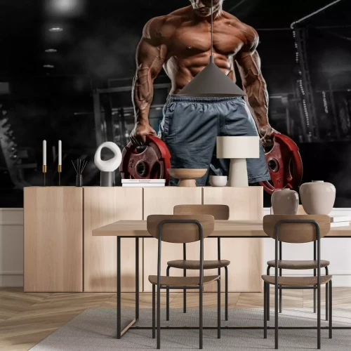 Fotobehang Sterke man met gewichten