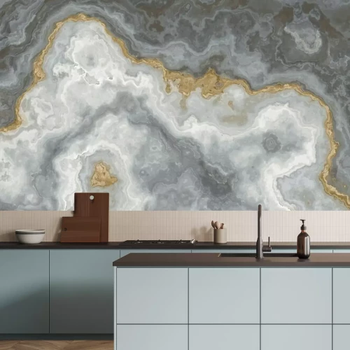 Fotobehang Grijs-wit marmerpatroon