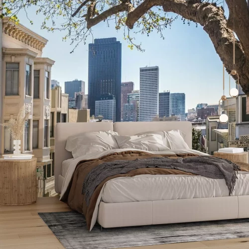 Fotobehang Huizen en wolkenkrabbers aan de skyline van San Francisco