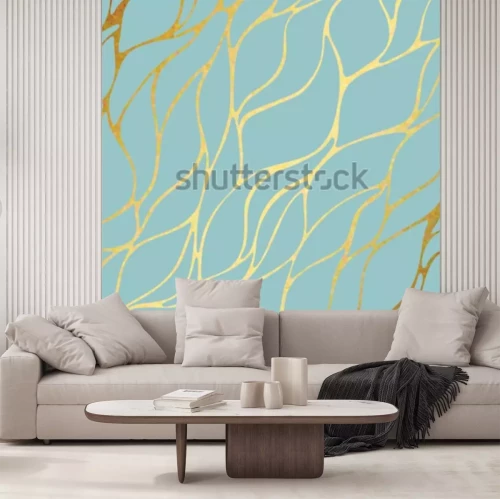 Fotobehang Glamour blauw-oranje patroon