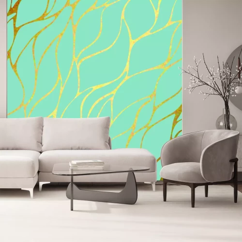 Fotobehang Glamour blauw-oranje patroon