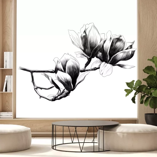 Sticker Getekende tak met bloemen