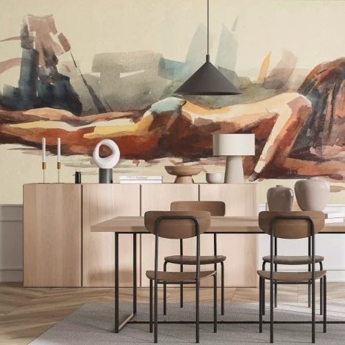 Fotobehang Aquarel weergave van een erotische vrouw