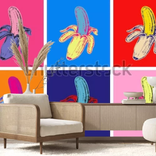 Sticker Stel Bananen Vector Illustratie Pop-Art Stijl