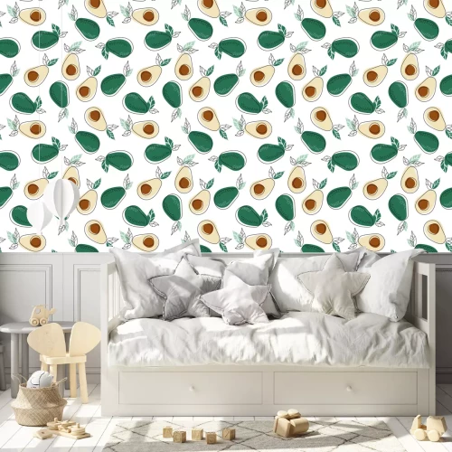 Behang Grafische avocado met pit