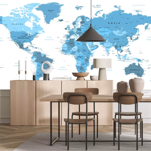 Sticker Kaart in het Pools in het blauw