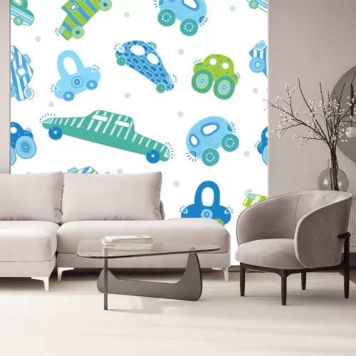 Sticker Leuke auto's. Vector naadloos patroon.