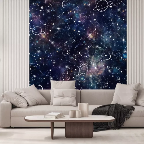 Sticker Illustratie van de ruimte voor kinderen met sterrenbeelden
