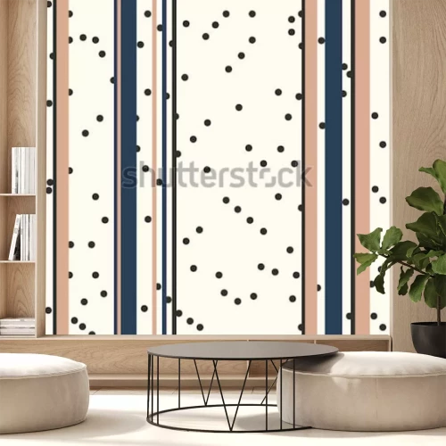 Fotobehang Retro verticale lijnen met stippen