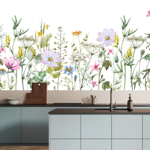 Fotobehang Bloemen op een weide