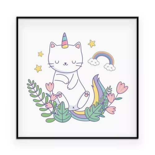 Poster Een kitten dat op een eenhoorn lijkt