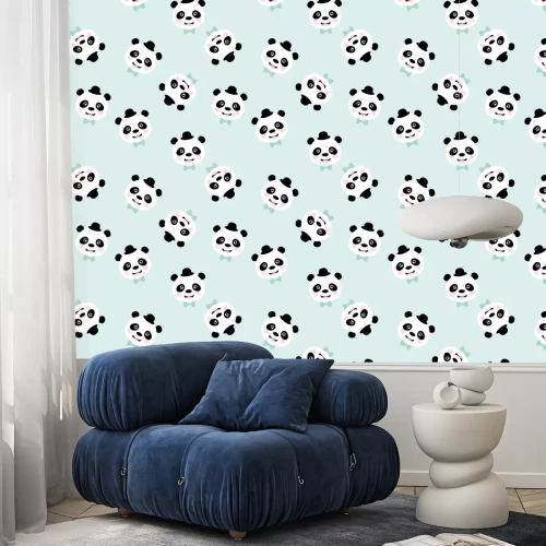 Behang Grappige panda's in hoeden