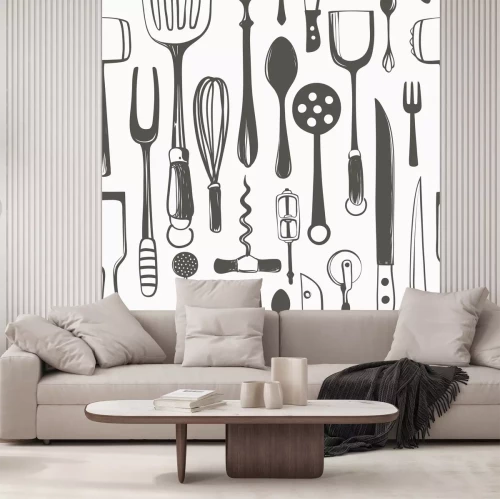 Sticker Tekenen met verschillende soorten keukenaccessoires