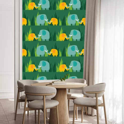 Behang Grote en kleine olifant op de achtergrond van de natuur