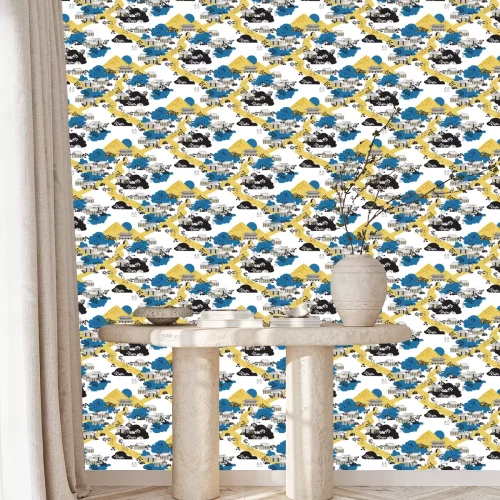 Behang Vector illustration of seamless background with korean traditional motives. Design for web design, print project, poster, invitation, brochure, rapping and scrapbook. 