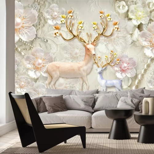 Sticker 3d hertendieren in glamouresthetiek