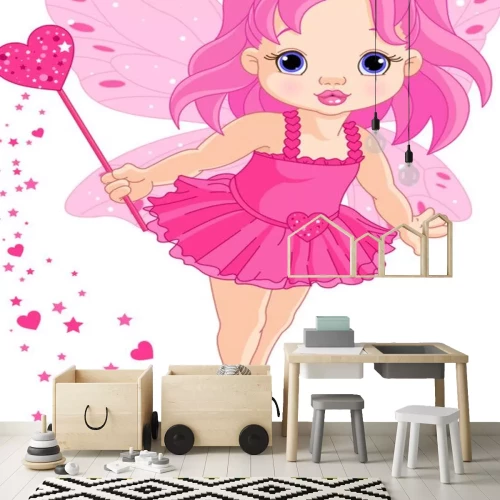 Sticker Een gevleugelde fee in een roze outfit