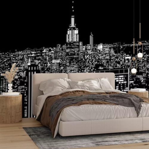 Fotobehang Zwart-witte stadslichten