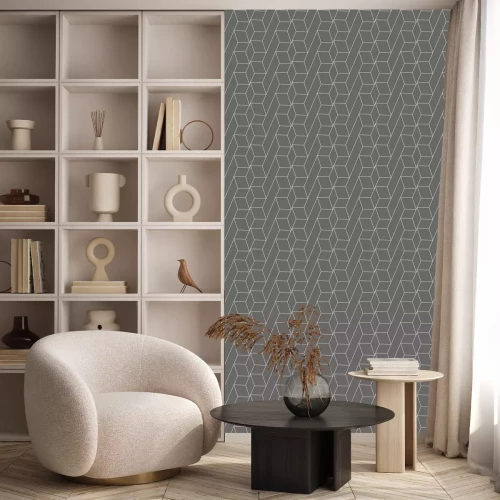 Behang Vector outline 3d geometric pattern seamless retro style for textiles, book cover design, website, wallpaper, packaging, corporate background.