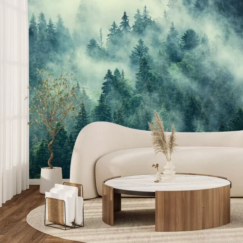 Fotobehang Bos op een berghelling