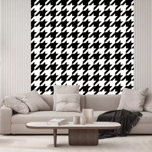 Fotobehang Zwart-witte pepita