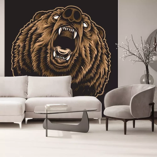 Sticker roaring bear vector