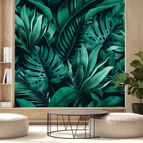 Fotobehang Donkergroene planten