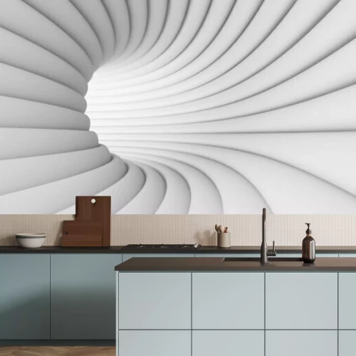 Fotobehang Abstracte 3D witte tunnel