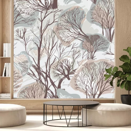 Sticker Naadloos patroon met bomen