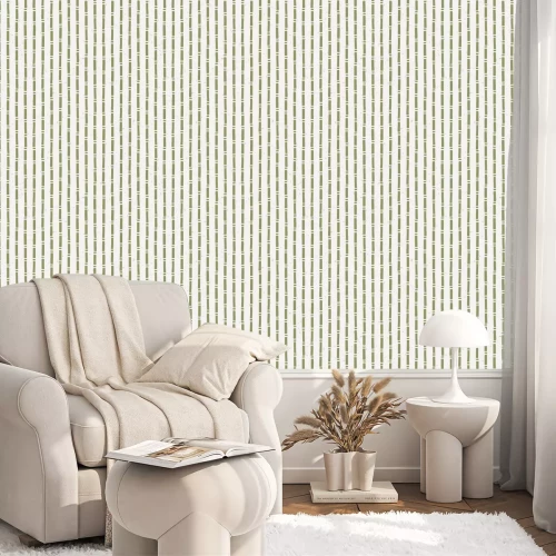 Behang Bamboe stam in zacht groen
