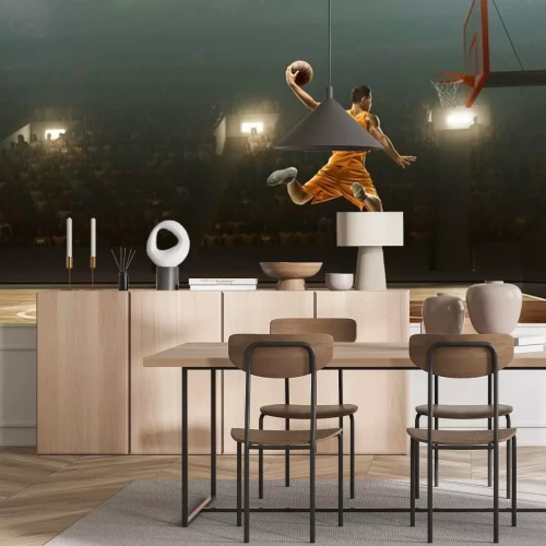 Fotobehang Basketbalspeler voor dunk