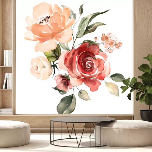 Sticker Poederroze en rode rozen