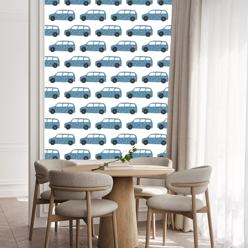 Behang Car seamless pattern. Doodle cars vector illustration.