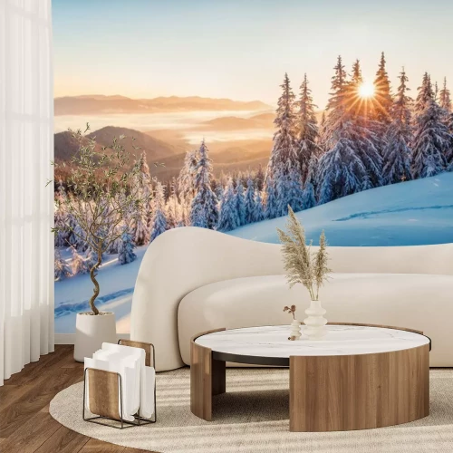 Fotobehang Met sneeuw bedekte bergen