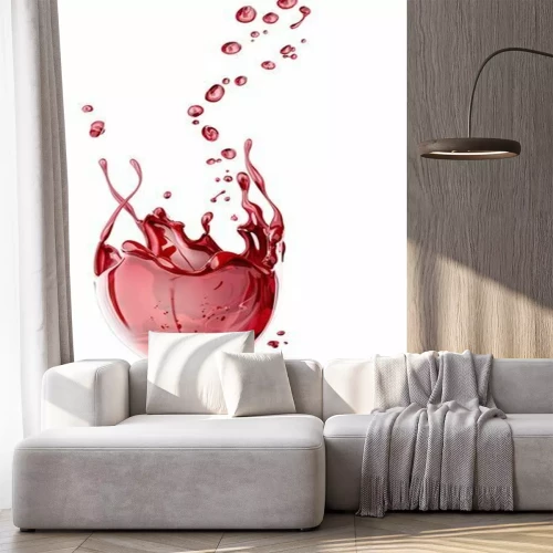Sticker Red wine glass with splash over white background, abstract 3d rendering