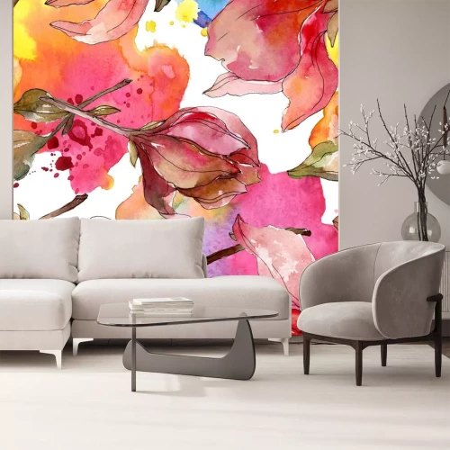 Sticker Zachte bloemen in aquarel