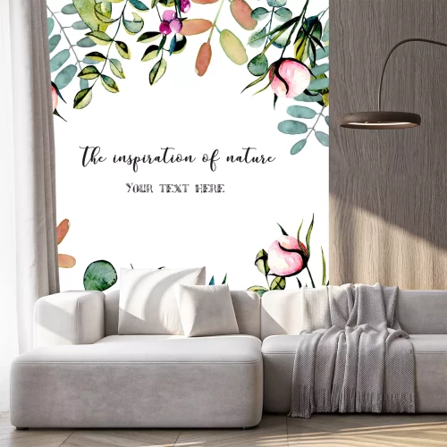 Sticker Bloemen met bladeren omringen de inscriptie