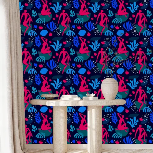 Behang Matisse inspired shapes seamless pattern, colorful design, vector illustration