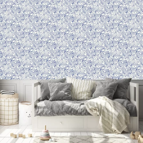 Behang Japanese, Chinese ocean waves, clouds seamless pattern