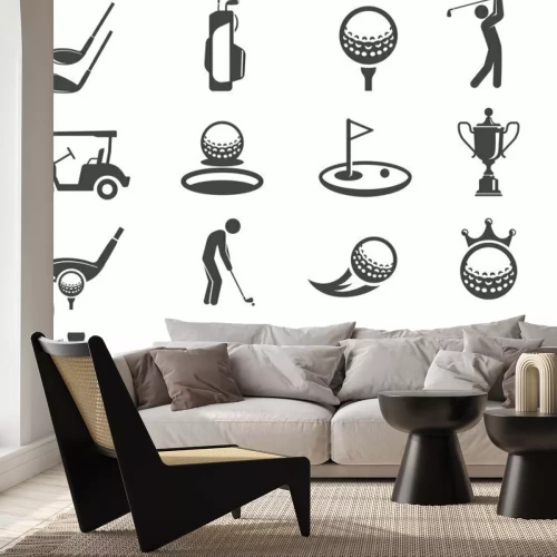 Sticker Golf sport game vector glyph icons set