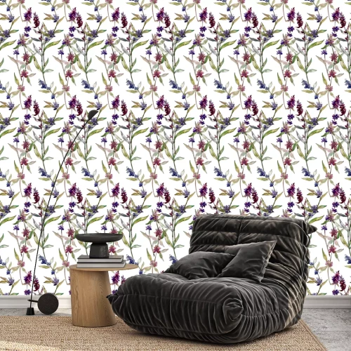 Behang Aquarel lavendel in herfstkleuren