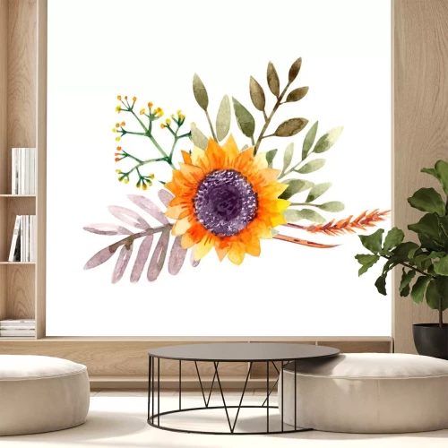 Sticker Een schilderij met een zonnebloem