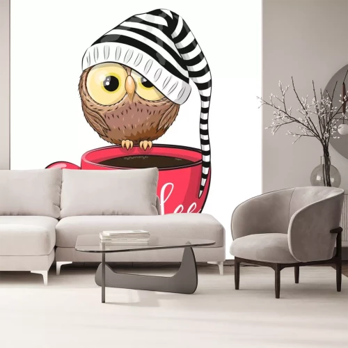 Sticker Uil in een dop op een kopje