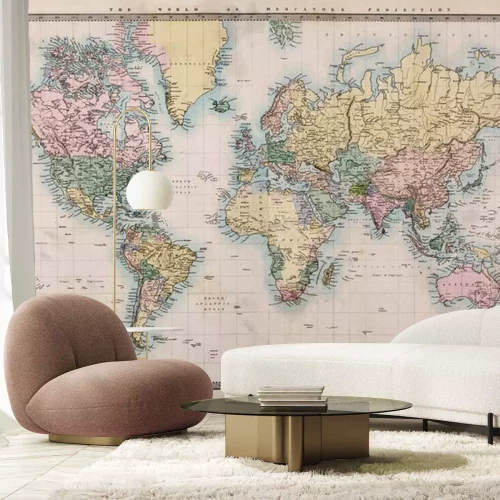 Fotobehang Een document met een oude wereldkaart