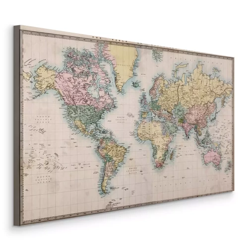 Canvas Een document met een oude wereldkaart