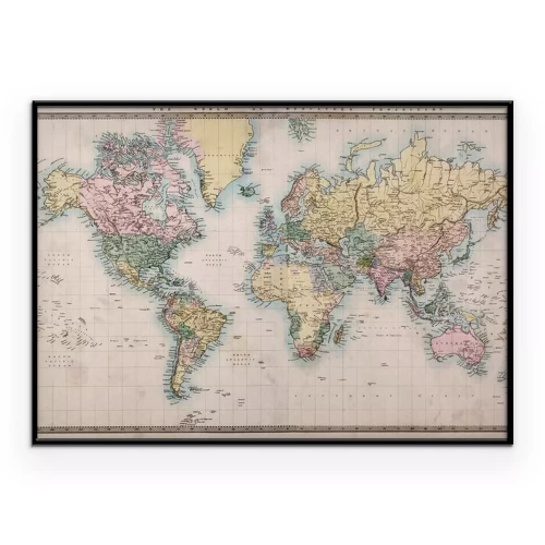 Poster Een document met een oude wereldkaart