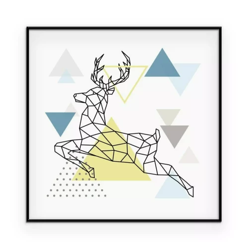 Poster Geometrische silhouet van een springend hert