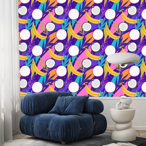 Behang Kleurrijke achtergrond met tropisch fruit