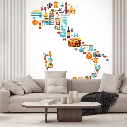 Sticker Italië kaart met vector iconen