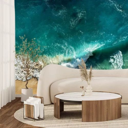 Sticker Golven die zand luchtfoto wassen